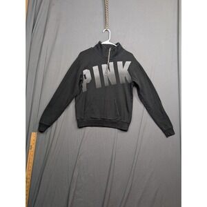 Victoria's Secret Pink 1/4 Zip Pullover Black Sweater Size XS